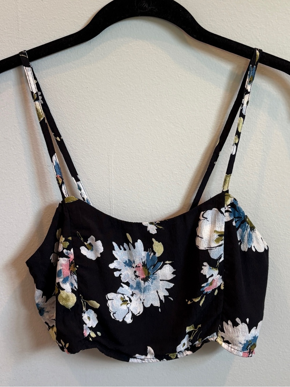 Floral Print Black Cropped Bralette